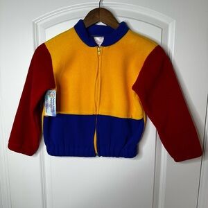 Colorful Handcrafted Fleece Zip-Up Jacket Retro 90’s Vintage Fat Albert